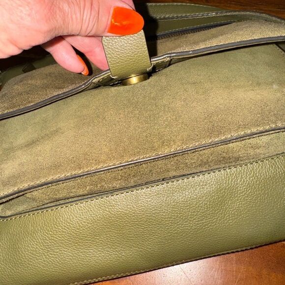 Fossil Kinley Green Leather Suede Crossbody Shoulder Bag Purse - Picture 10 of 16
